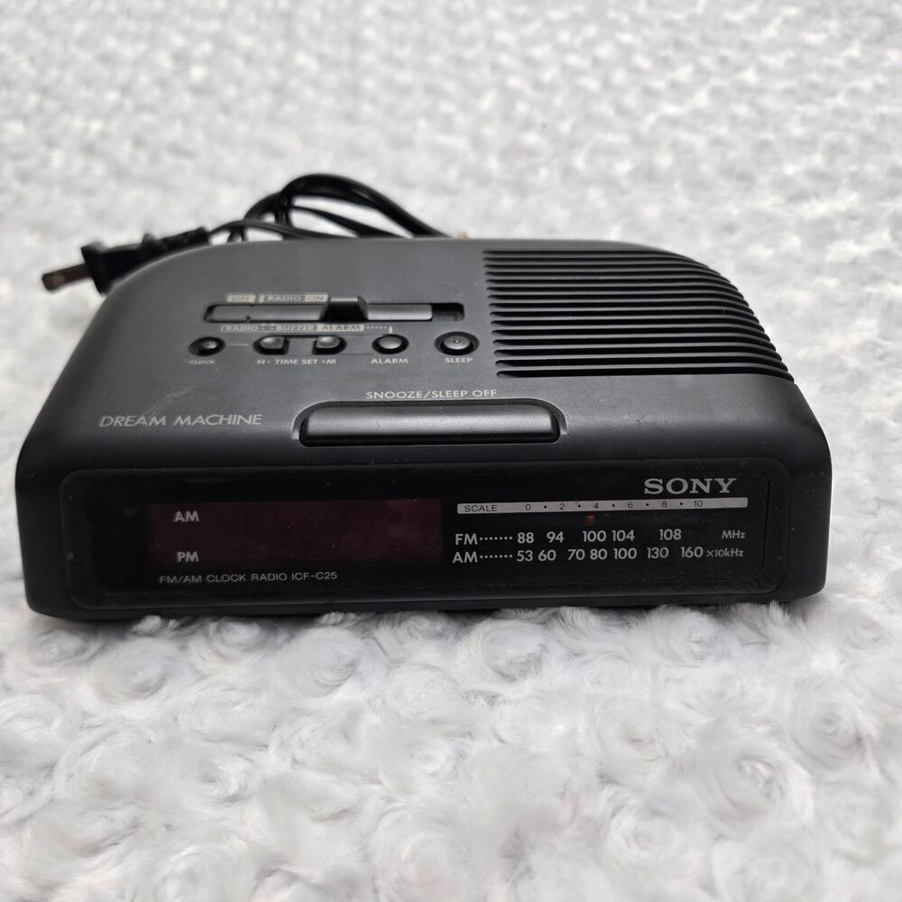 Sony ICF-C25 AM FM Clock Radio Dream Machine Series Black 1990s Alarm Snooze